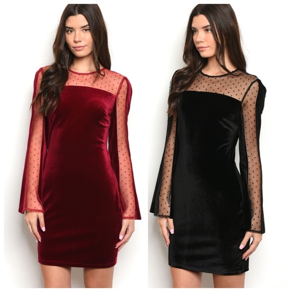 🆕Black Velvet & Mesh Dress - Picture 4 of 4